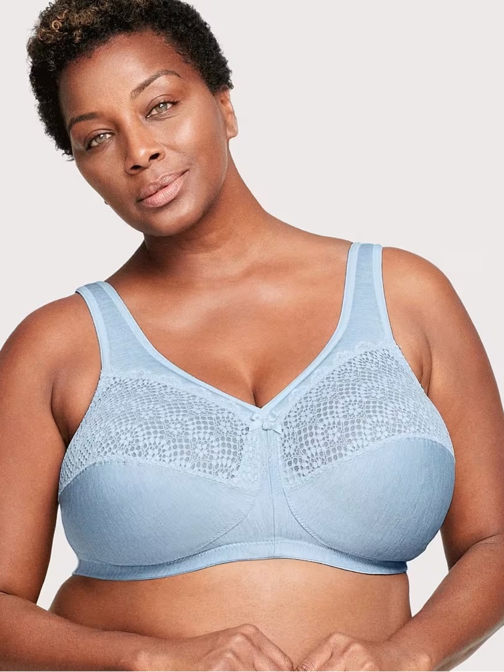 Glamorise Full Figure Plus Size MagicLift Bra Wirefree Size 38DD Light Blue 1064